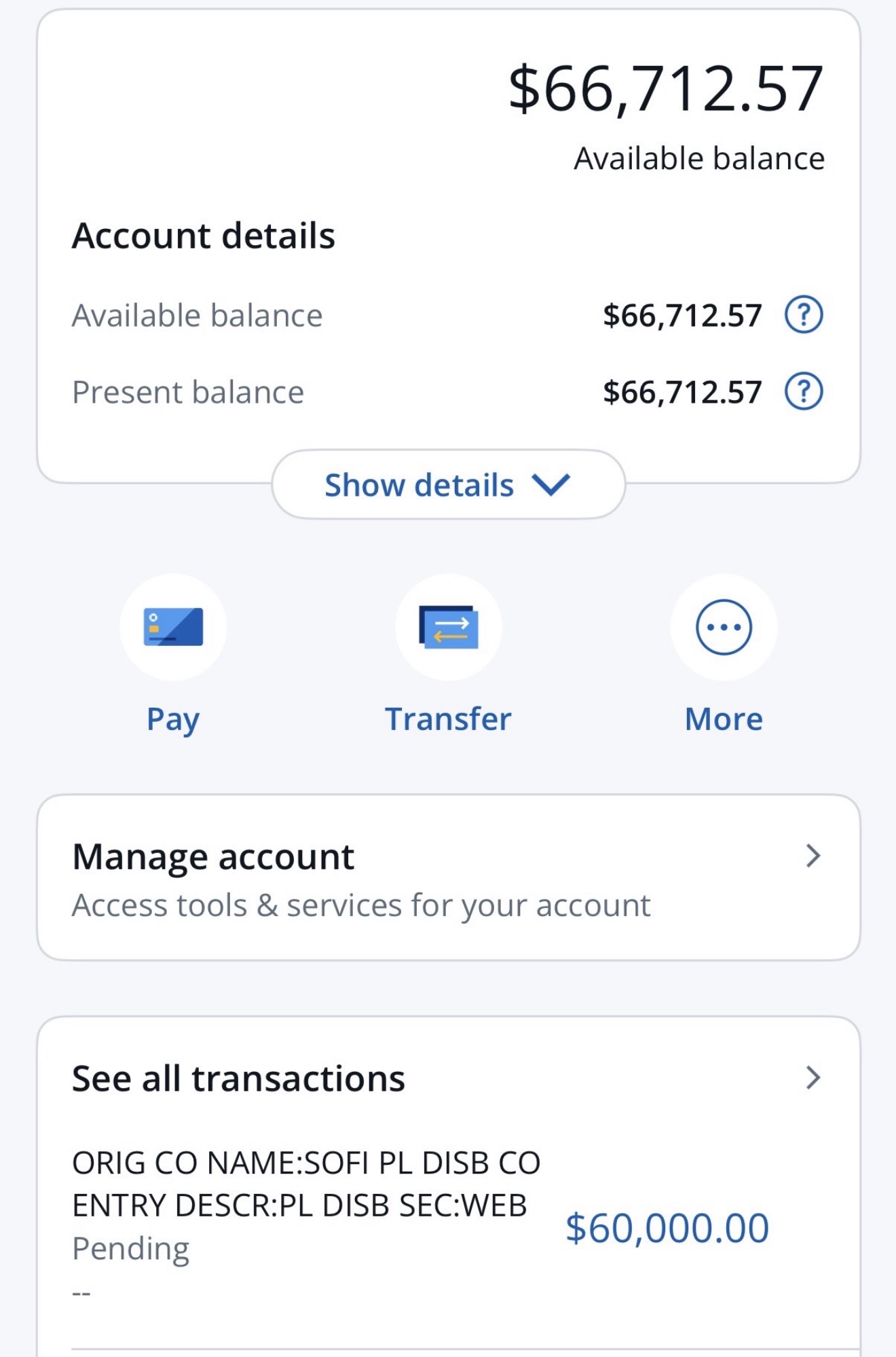 $66,712 SoFi Funds Deposited — Client Result