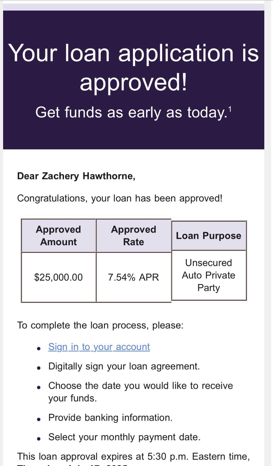 $25,000 LightStream Approved — Zachery